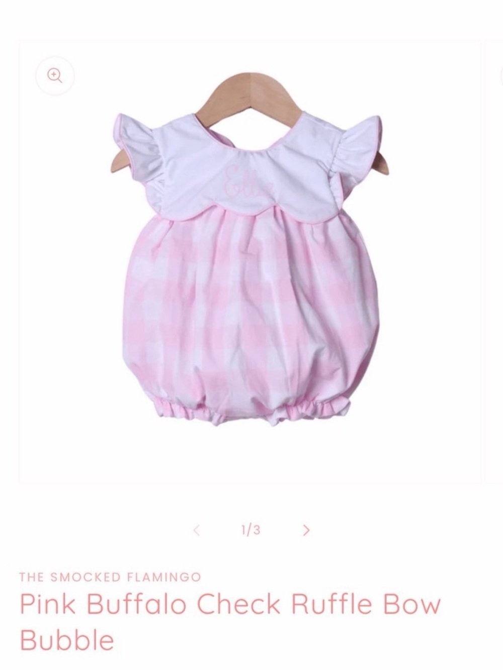 The Smocked Flamingo Pink Buffalo Check Ruffle Bow Bubble